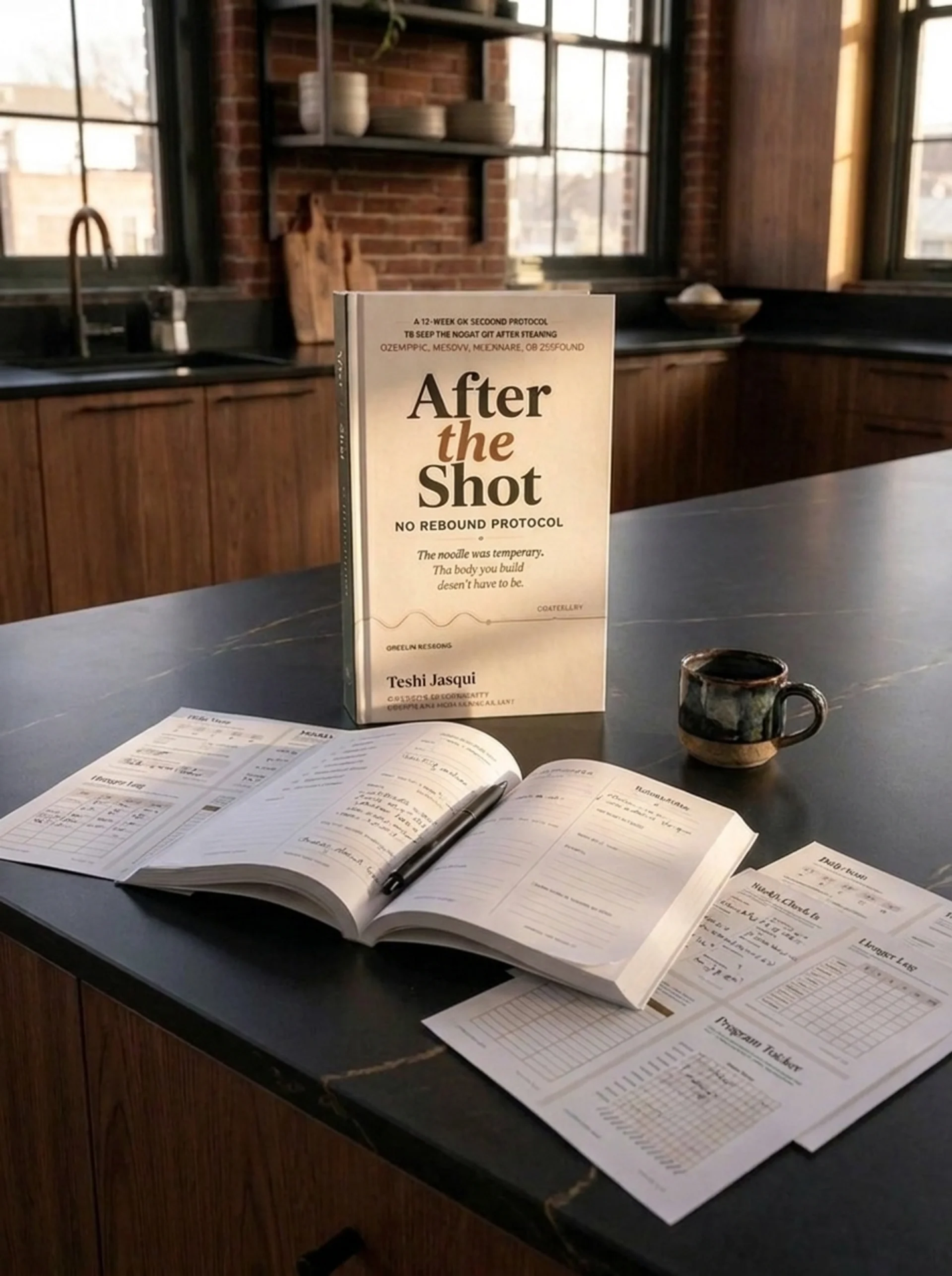 A calm kitchen counter with the After the Shot system in daily use